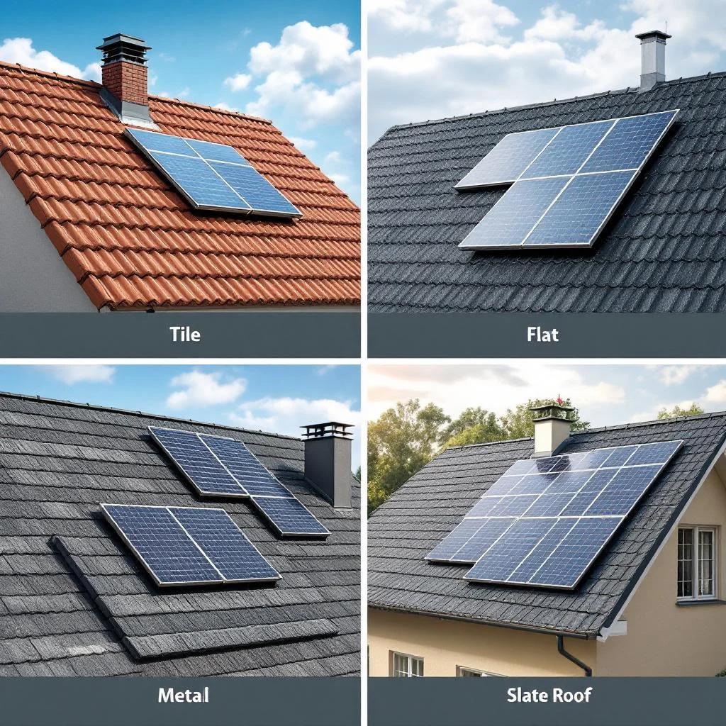 Verschiedene Dachtypen mit PV-Anlagen