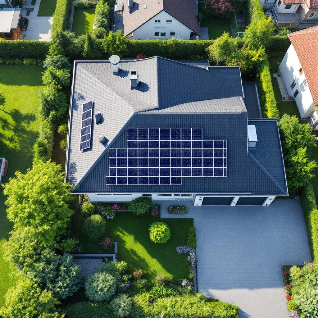 Einfamilienhaus mit PV-Anlage auf dem Dach