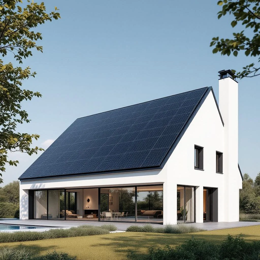 Solaranlage auf modernem Einfamilienhaus